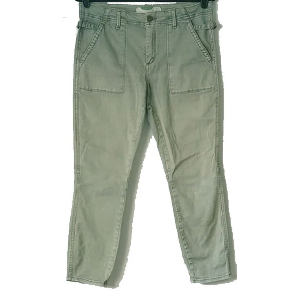 Anthropologie Chino Skinny Ankle Cargo Utility Pants 30P Light Army Green